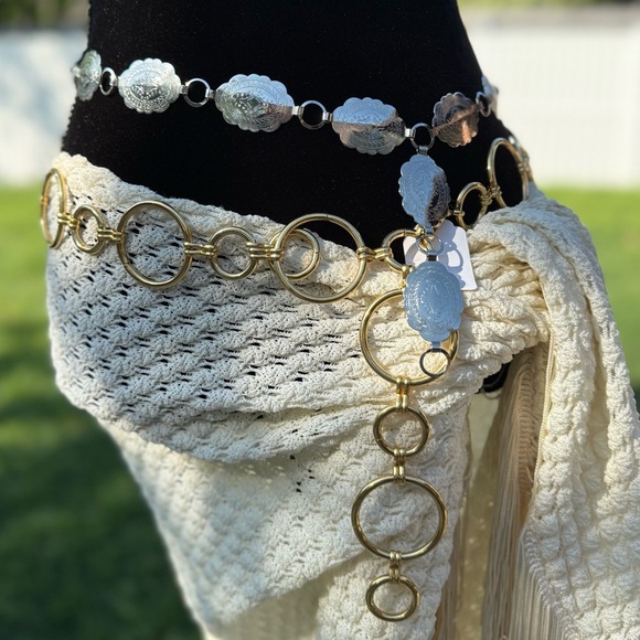 Source Unknown Accessories - Vintage Silver western conch Chain Belt